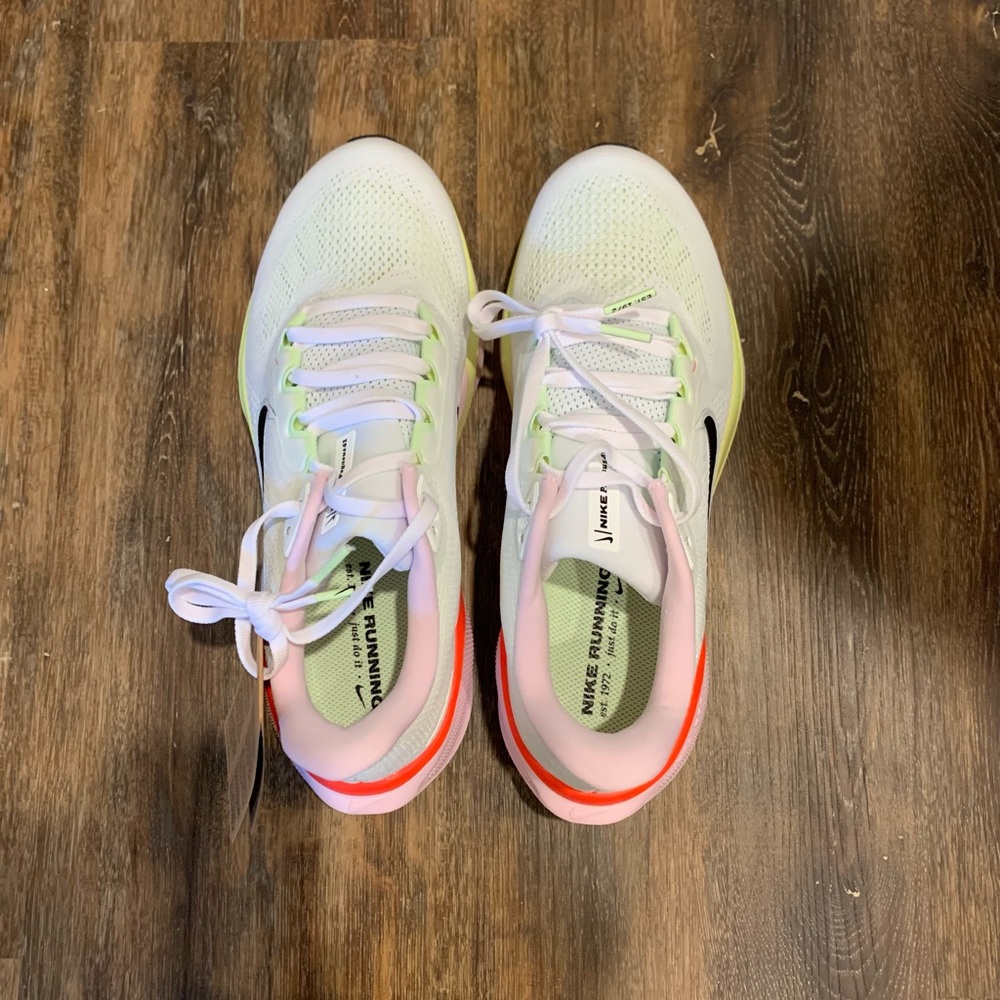 Nike Women's White Running Shoes with Pink and Lime Accents - Picture 4 of 7